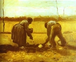 Peasent Man and Woman Planting Potatoes Peasent Man and Woman Planting Potatoes