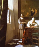 Lady
with Her Maidservant Lady writing a letter with her maid