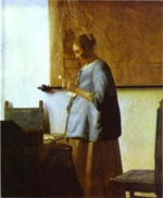 Woman
in Blue Reading a
Letter Woman in blue Reading a letter