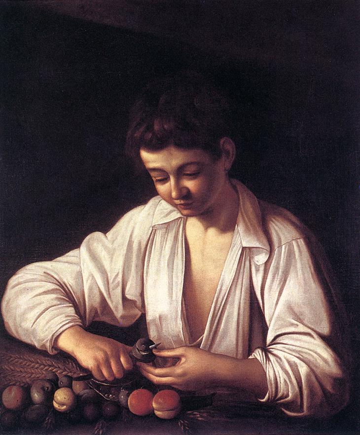 Boy Peeling Fruit