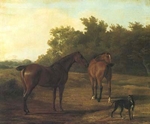 Two Horses and a Greyhound Seen in a Landscape - Agasse Two Horses and a Greyhound Seen in a Landscape - Agasse