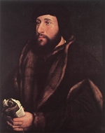 Portrait of a Man Holding Gloves and Letter